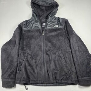 North Face Fleece Jacket Hoodie Black Women's Size Large Full Zip Cozy Warm
